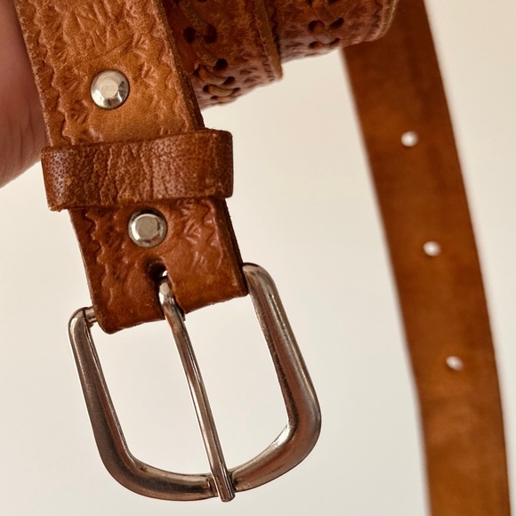 Vintage Tan Leather Belt - laced detail - Size 36 - Picture 5 of 6